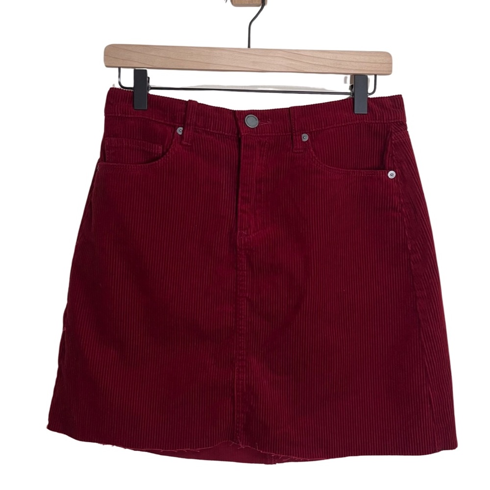 HP 🎉 NWT BLANKNYC Burgundy Cherry Red Corduroy Raw Hem Mini Skirt